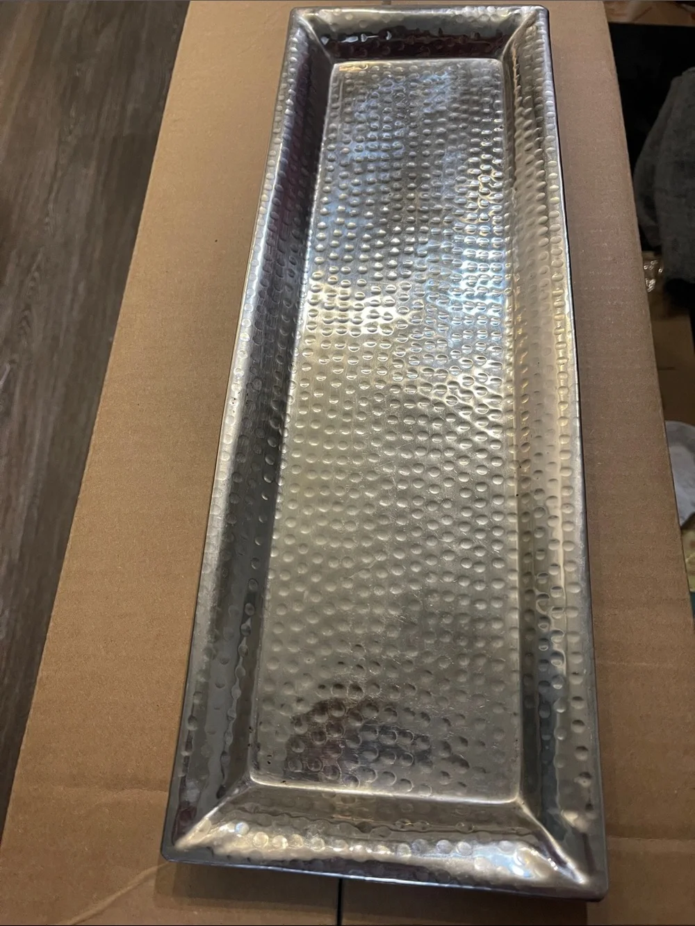 Hammered Rectangular Vanity Tray - Silver